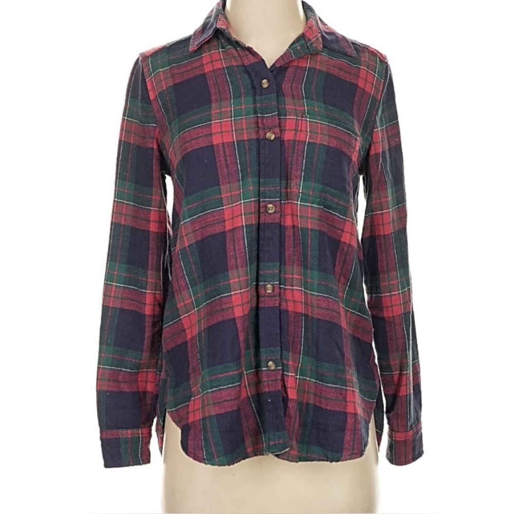 Women’s flannel plaid shirt- Red blue green